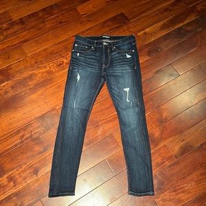 Womens Express dark wash skinny jeans